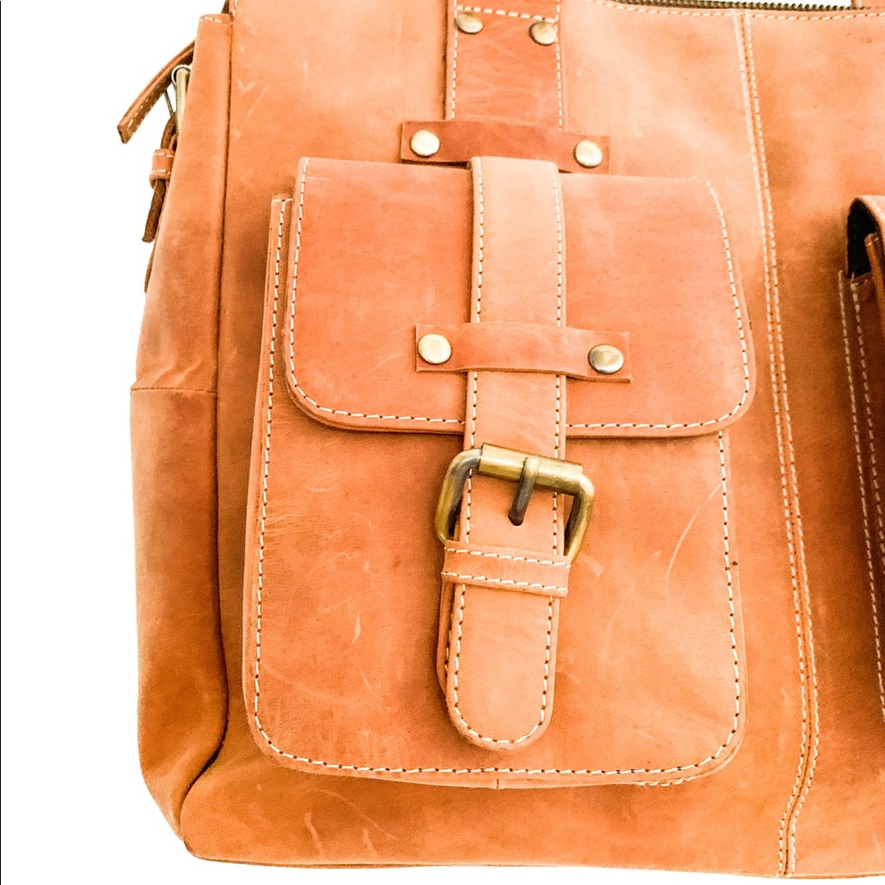 Vintage Inspired Leather Tote Bag - Picture 6 of 7